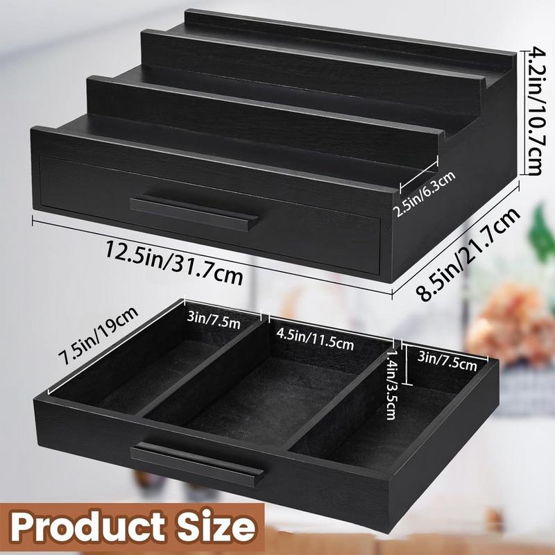 Perfume Holder Organizer Fragrance Rack Three-Layer Perfume Holder Fragrance Display Black Perfume Organizer With Drawers
