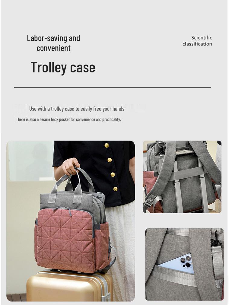 Doppelschulter-Großraum-Einfarbig-Multifunktionale Mama-Tasche mit isolierter Aufbewahrung für Milchflaschen.