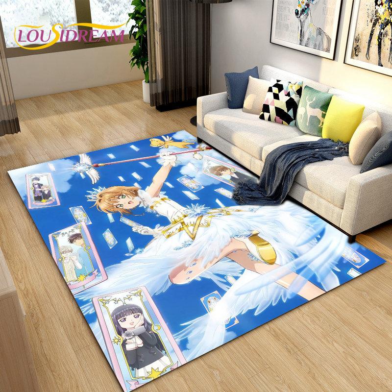 Cute Cartoon Cardcaptor Sakura Area Rug,Carpet Rug for Living Room Bedroom Sofa Doormat Decoration, Kids Play Non-slip Floor Mat