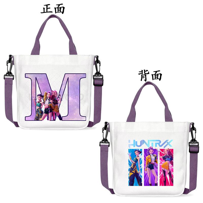 Anime Cartoon Letter Shoulder Bag Versatile Commuter Handbag Large Capacity Student Canvas Bag
