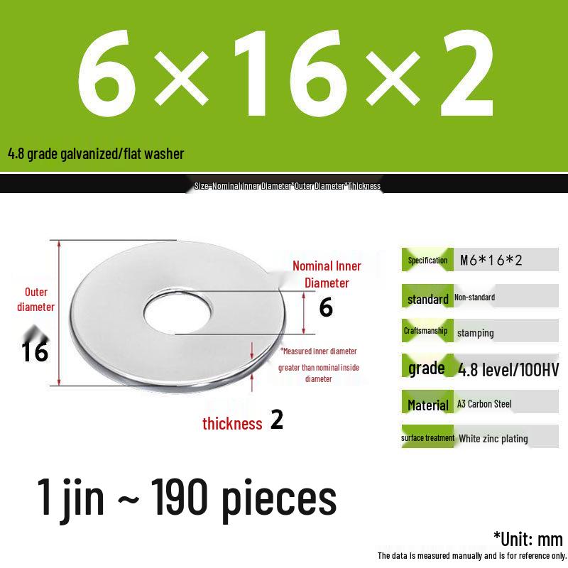 Galvanized Extra Large Thickened Metal Flat Washer (M6-M16)