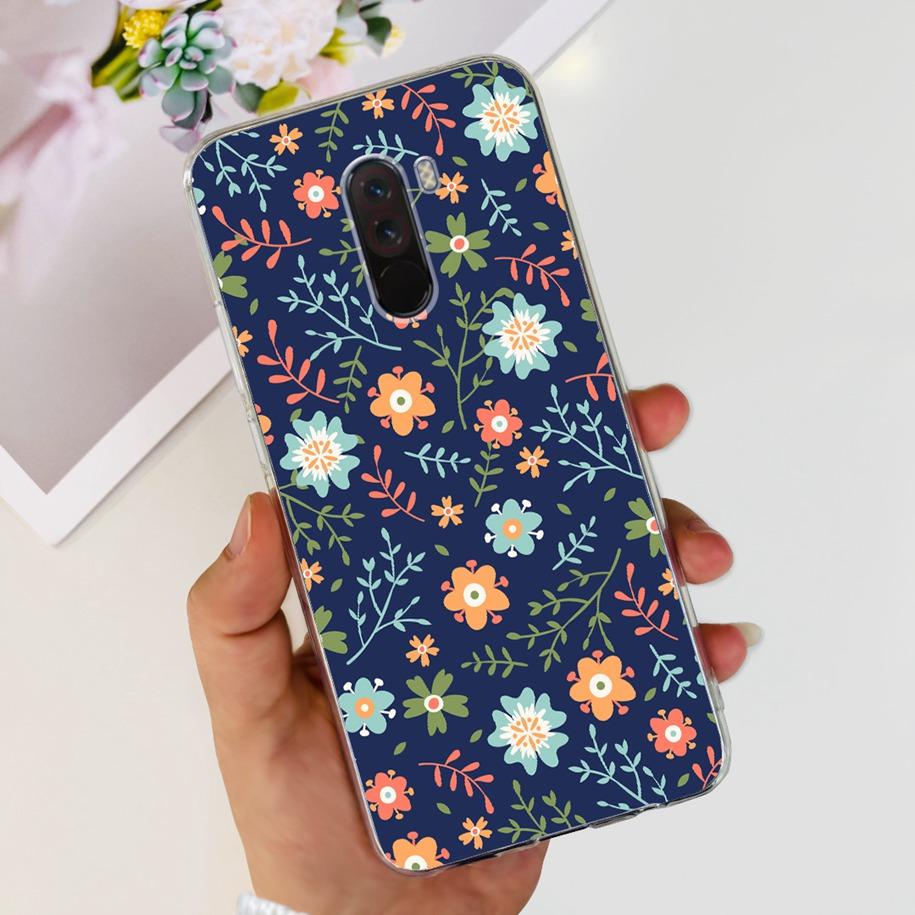 Para Xiaomi Pocophone F1 Funda Poco F1 Moda Flor Cubierta Silicona Suave Delgada Funda de Teléfono Para xiaomi Pocophone F1 Global F 1 Funda