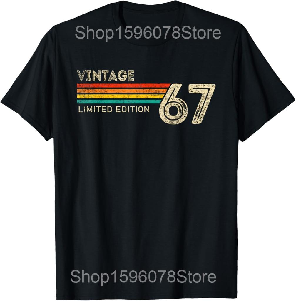 Funny Vintage 58th Birthday 1967 58 Years Old T Shirts Men Cotton Humor Streetwear Tee Shirt Short Sleeve Unisex Loose Clothing