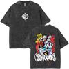2026 Summer Hot Sale Washed Vintage Anime Gachiakuta Enjin Double Sided Print T Shirts Y2k Men Women Manga Oversized Tshirt