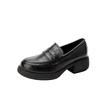 Sheepskin Version~ British Style Platform Loafers Women's One-pedal Lazy Shoes Versatile Single Shoes College Style Jk Uniform Shoes