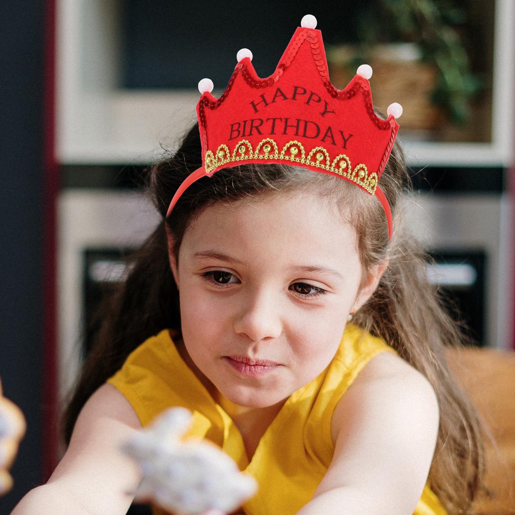 LED Light Up Birthday Crown Hat for Adults Party Accessory Flashing Modes Adjustable Non-Woven Plastic Glow Crown Hat