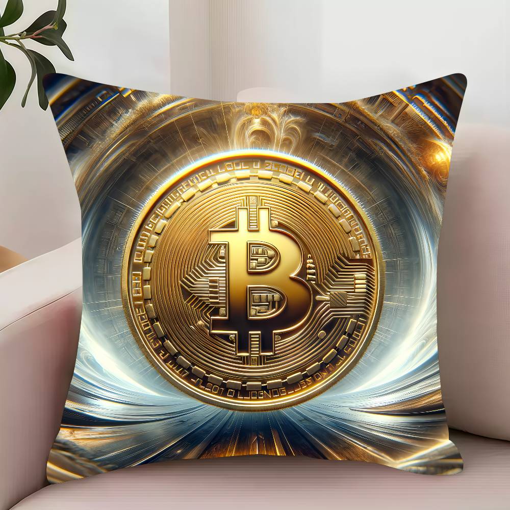 B-Bitcoin Fashion Luxury Pillow Case Decor Protective Covers Comfortable Soft for Sofa Living Room Home Office