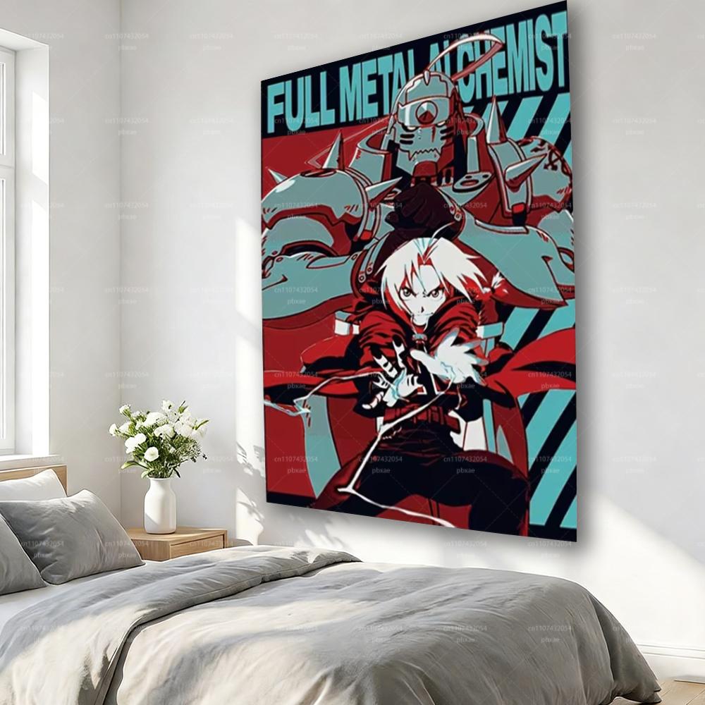 1pc Alchemist Anime Tapestry EEdward Elric Alphonse EElric Poster Wall Decor Canvas Style for Bedroom Game Room