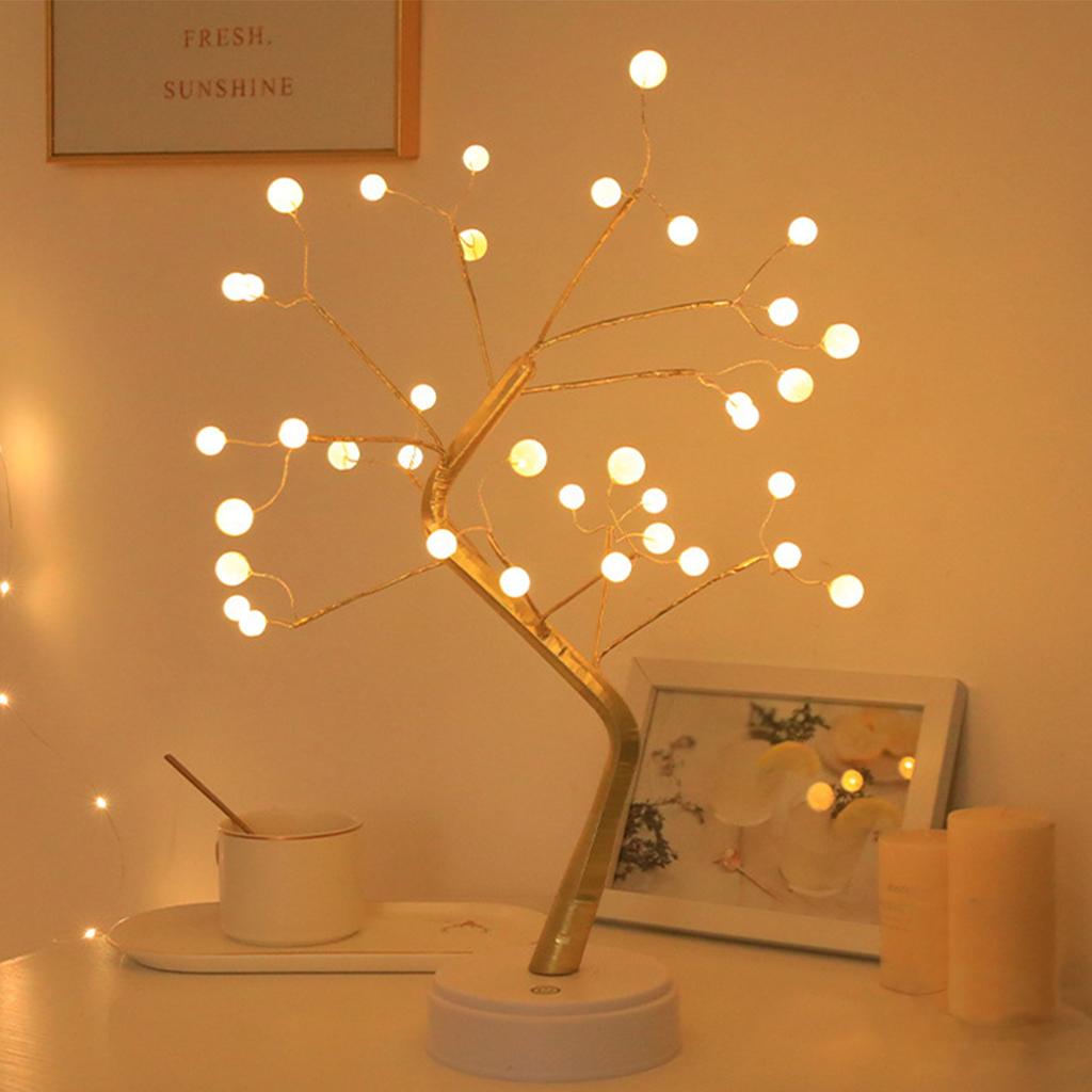 36/72/108 Bonsai Tree Led Lamp Table Usb Room Fairy Bedside Light 8modes Wire Bedroom Tabletop Night Switch Lights Christmas Diy