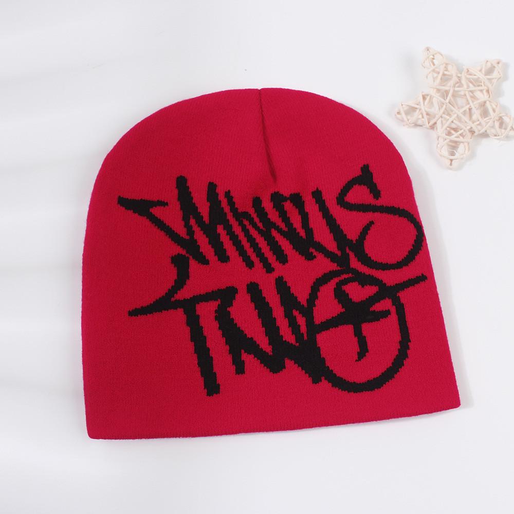 New Arrival Letter Print Knitted Hat Women Star Embroidery Warm Ear Protection Beanie Men