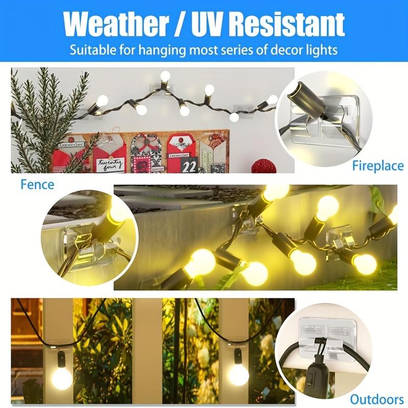 4/10pcs Hooks for Outdoor String Lights - Durable, Clear Self-Adhesive Clips for Christmas Light Hanging & Cable Management