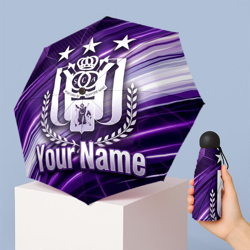 Anderlecht FC Manual Five Fold 8 Rib Umbrella Support Custom Text, Lightweight Travel Umbrella