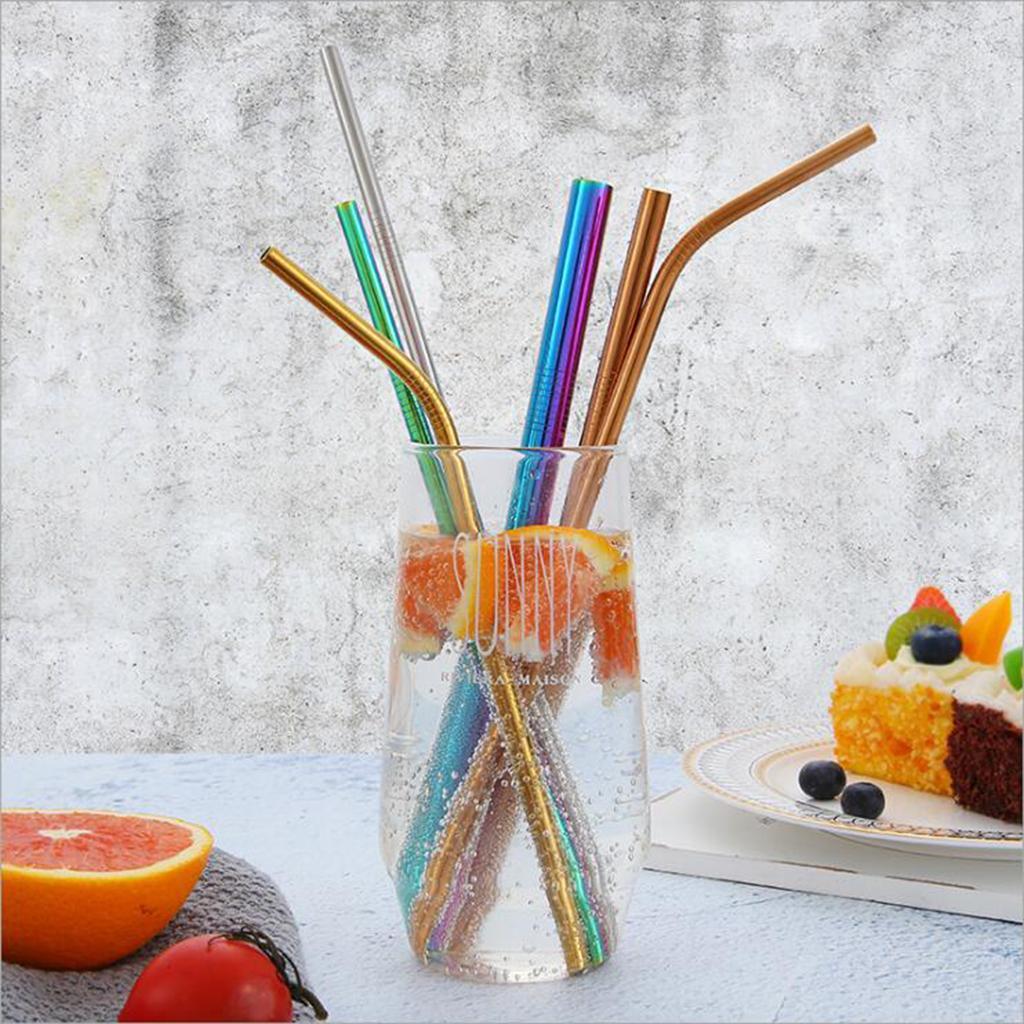 Stainless Steel Drinking Straw Cocktail Straws Party Supplies LSilver