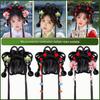 Herbst/Winter Hanfu Perücke und Pompon Stirnband Haaraccessoires Set