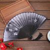 Chinese Japanese Folding Fan Wooden Shank Classical Dance Fan Tassel Elegent Female Fan Party Art Craft Gift Home Decoration