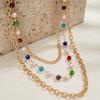 1 piece of hip-hop devil's eye multi-layer layered imitation pearl metal chain men's jeans chain versatile body chain