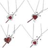 Couple Necklace Love Heart Rapier Design Alloy Pendant Jewelry Neckchain For Boyfriend Girlfriend Valentine's Gift