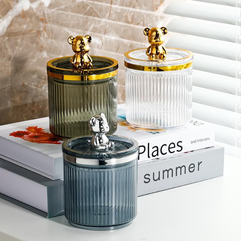 Elegant Cotton Swab and Floss Holder - Premium Makeup Storage Box