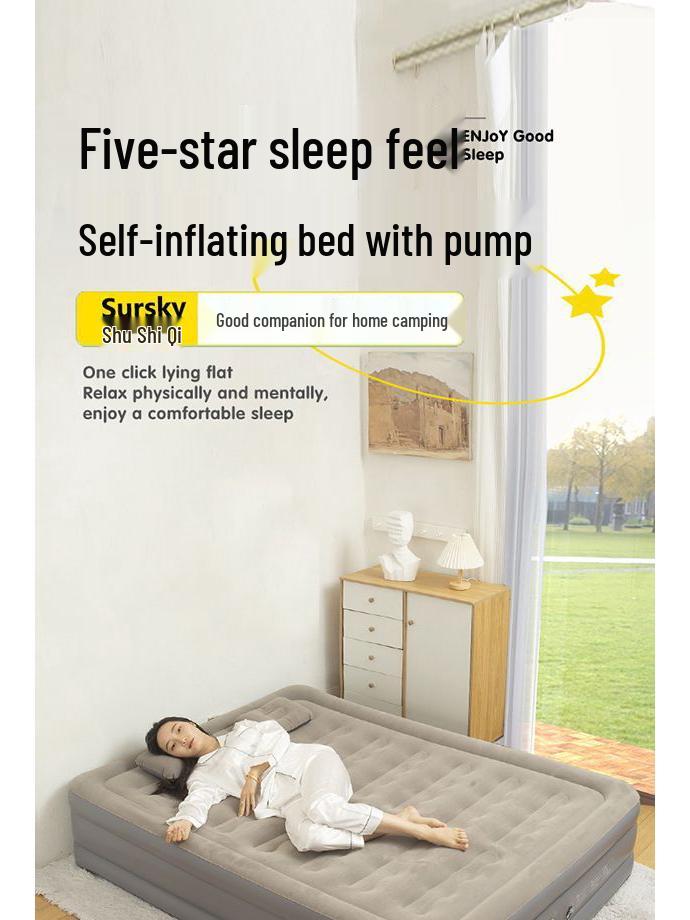 Self-Inflating Portable Double Air Cushion Bed for Home & Outdoor Use
