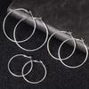 1 Pair Women Ear Different Polished Sizes Circle Earrings Hoop Solid Color Electroplated Ear
