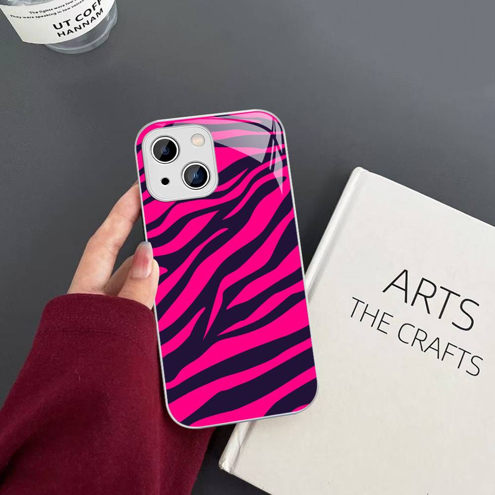 Zebra Print Clip Art For IPhone 14 13 12 Mini 11 Pro XS Max X XR 14 Plus Tempered Glass Cover