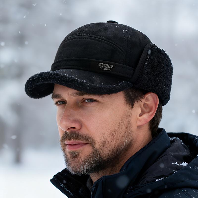 Autumn Winter Warm Bomber Hat Men's Father Outdoor Thick Middle-Aged and Elderly Velvet Hat Ear Protection Hat