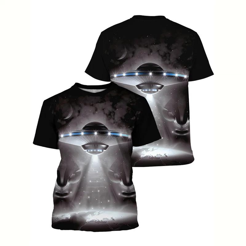 Ανδρικό T-Shirt με Γραφικό Αλλοδαπού UFO Μόδα 3D Εκτυπωμένο T-Shirt Πολιτισμός Αλλοδαπών Καλοκαιρινό T-Shirt με Στρογγυλή Λαιμόκοψη Μπλούζες Φαρδιά Κοντομάνικα