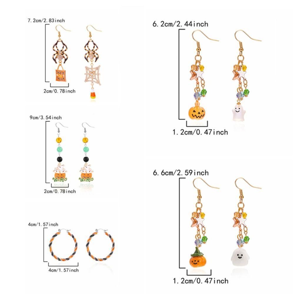 Rhinestone Halloween Earrings Ghost Spider Dangle Earrings Pumpkin Ear Studs  All Saints' Day