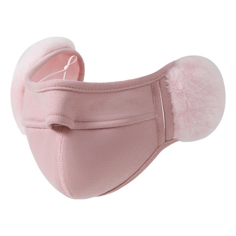 Unisex Plush Winter Face Mask with Earmuffs: Anti-Wind Cycling Shield for Cold Protection