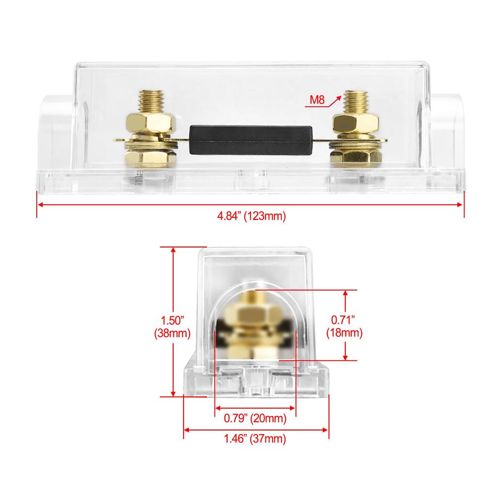 Heschen Car Fuse Wire ANL-40A, Gold, 1 Piece, Fuse Holder with Fuse, Auto Car Motorcycle Audio Subwoofer Supplies
