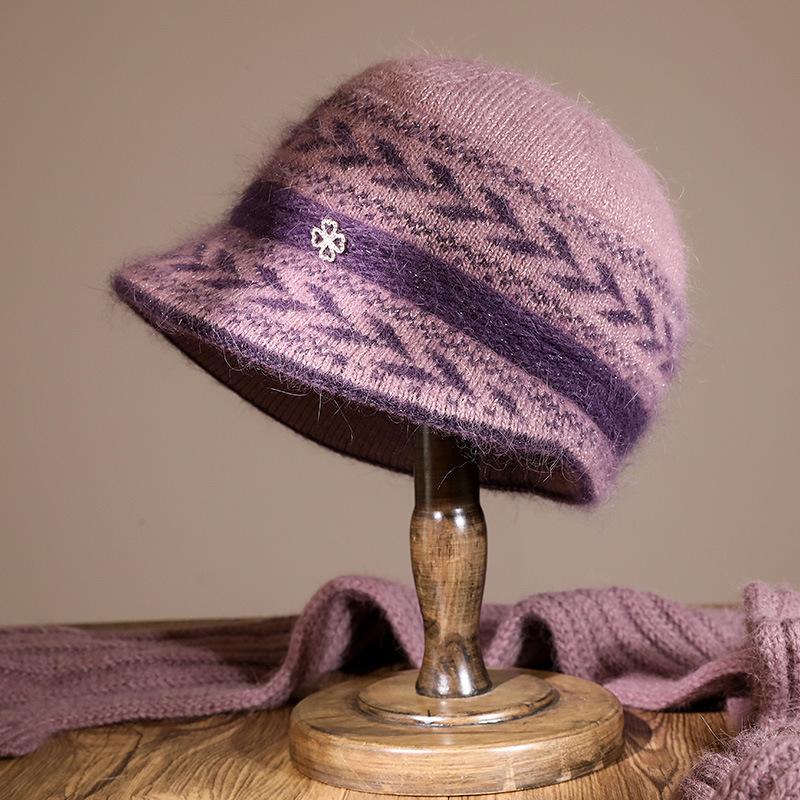 

Пожилые люди среднего возраста осень и зима вязаная шапка из кроличьего меха шапка рыбака для пожилой женщины детская утолщенная теплая бабушкина шерстяная шапка One Size