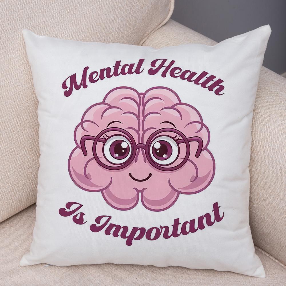 Mindset Is Everything Pillowcase Double Print Kiss Your Brain CushionCover Soft Neurodiversity Celebrate The Spectrum Pillowcase 40x40cm