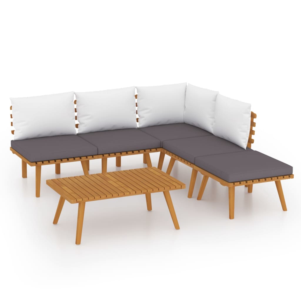 6 Piece Garden Lounge Set with Cushions Solid Acacia Wood