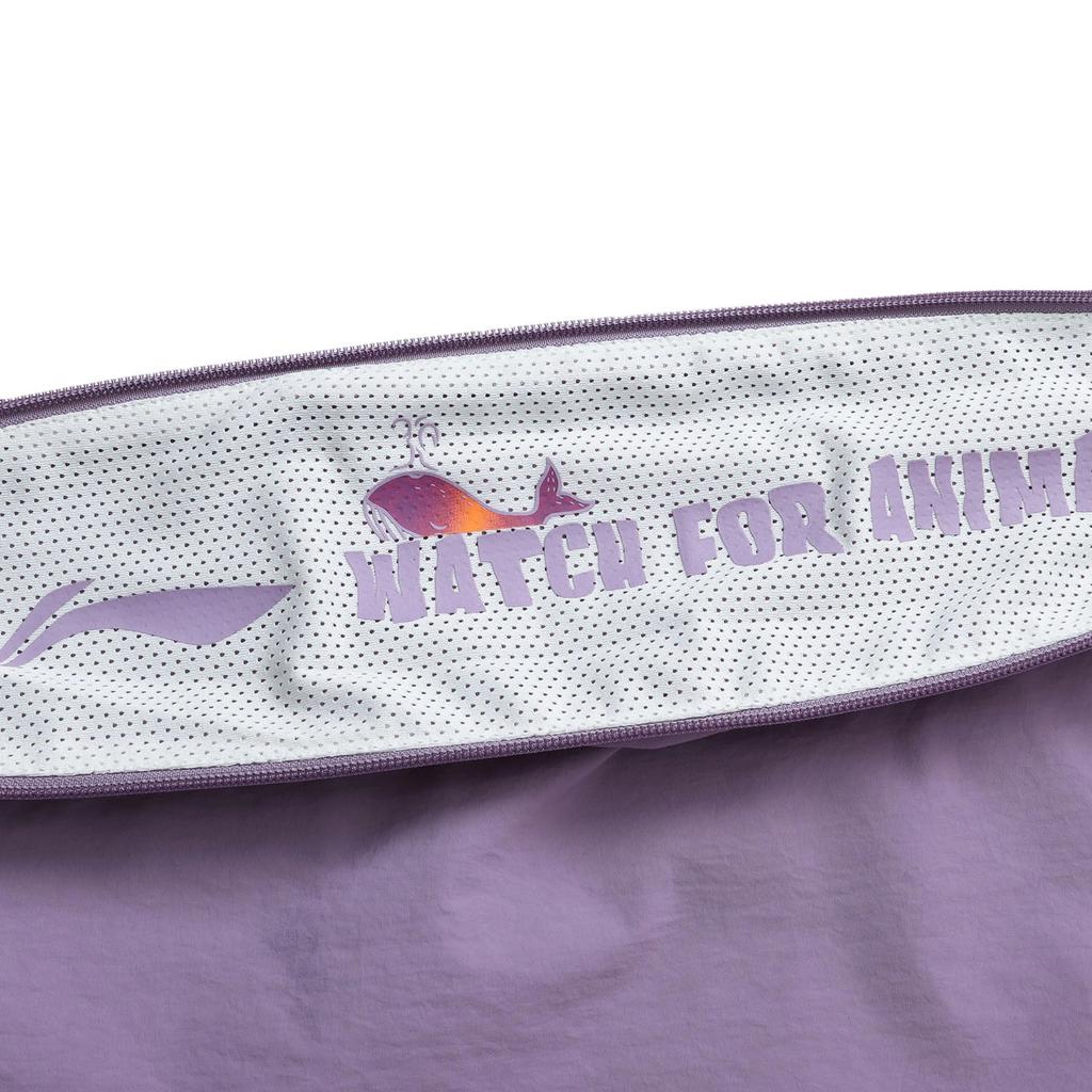 Li Ning Sports Fashion Series Solid Color Mid Waist Cuffed Loose Knit Joggers Women Joggers Mist-Purple AYKR442-3