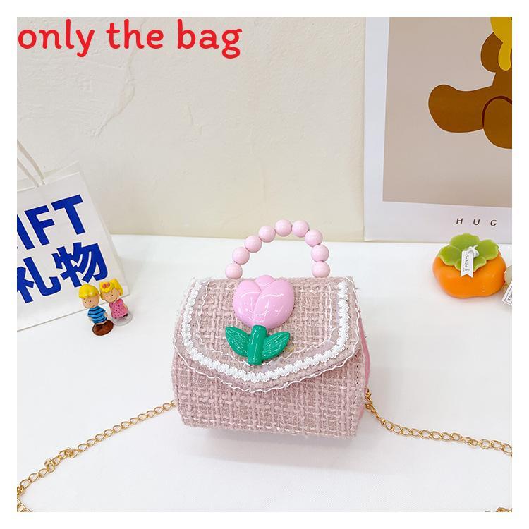Childrens Cartoon Pattern Pu Shoulder Bag With Artificial Pearl Bow And Flower Decoration For Daily Casual Wear