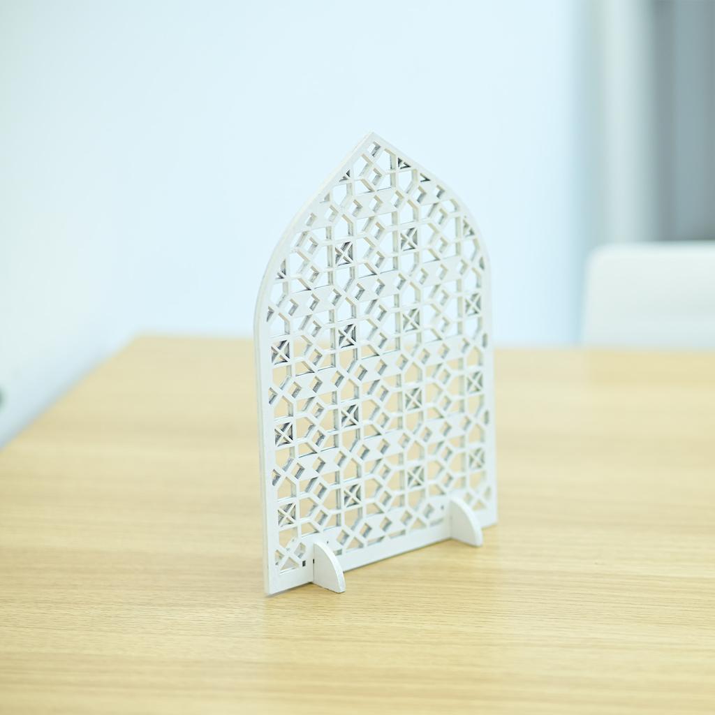 Handcrafts Eid Mubarak Ramadans Wood Hollowed Carving Table Sign Decors Ornament for Muslims Islamics Party Supplies