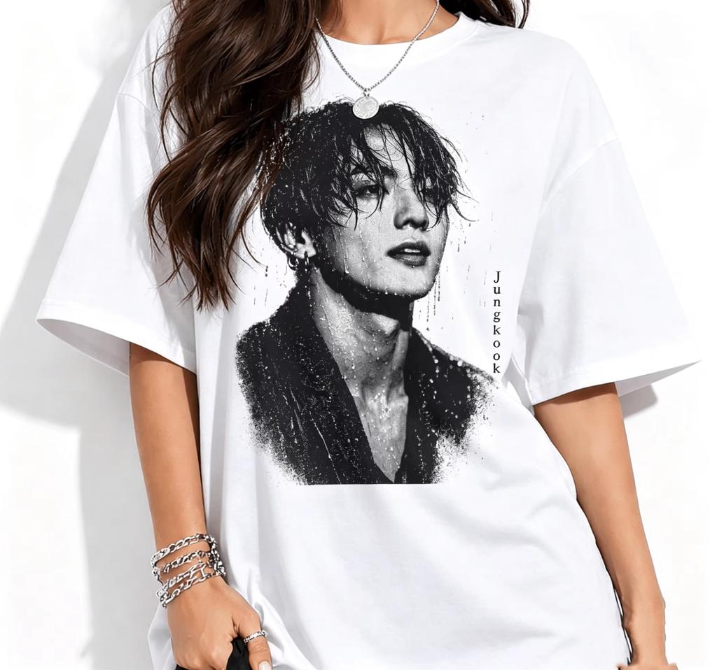 Jungkook T-shirt Koreansk BTS Pop Idol Jungkook Musikfläkt Present 2026 Sommar Unisex Mode Bomull Y2K Lös För Kvinnor Och Män Bekväm T-shirt