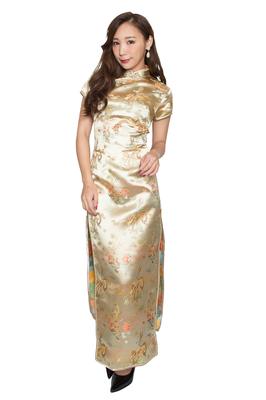 Clearstone Royal China Cosplay Halloween Cheongsam Dress Long S Gold Dragonfly/Gold Women's