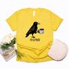 Raven Crow Coffee Shirt Halloween Womens Tshirt Short Sleeve Coffee Lover Gift Crow Coffee Printed Pattern Tshirt