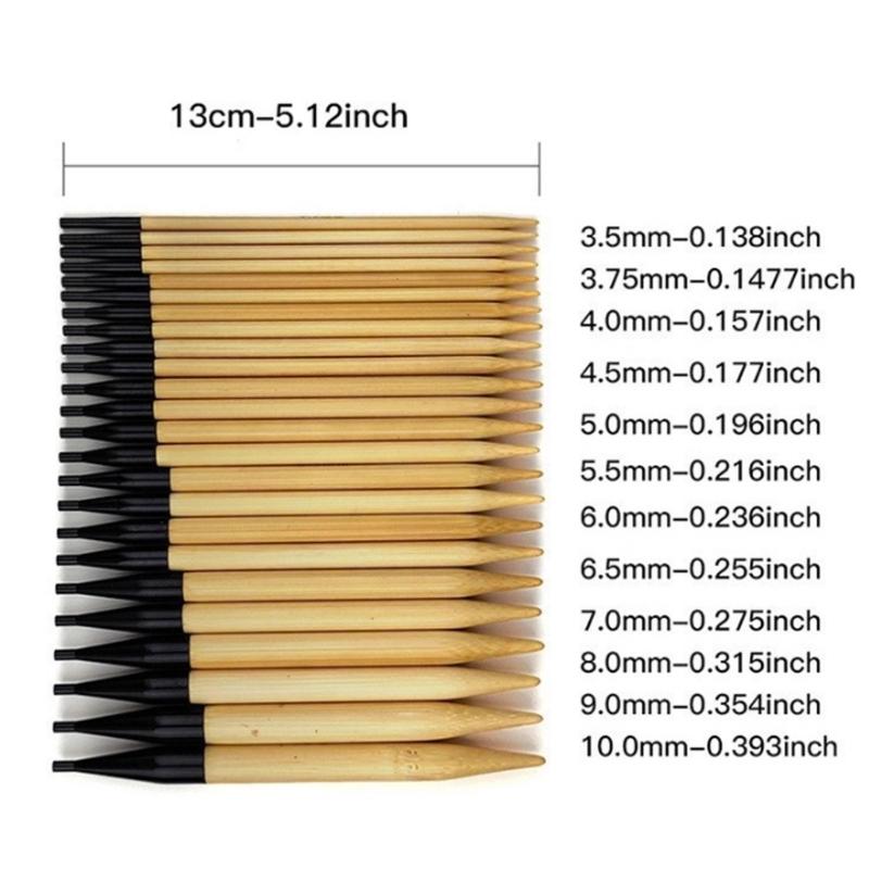 12Pairs Wood Knitting Needle 3.5-10mm Interchangeable Circular Knitting Needle Set with Storage Bag for Sweaters Scarves