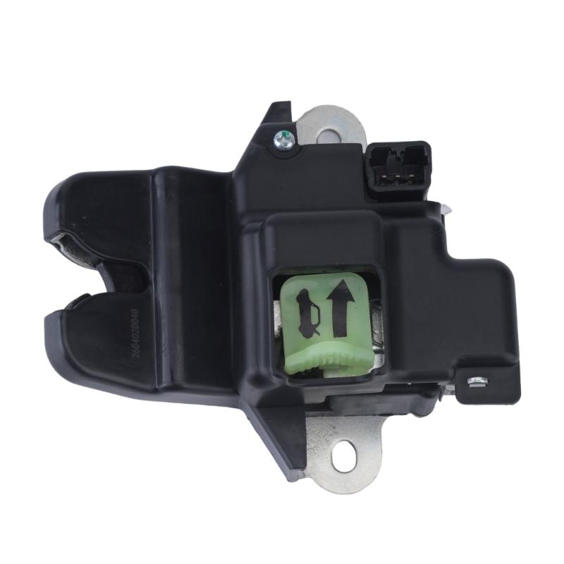 Trunk Lock Replacement Actuator 81230A7020 for Rear Position Repair, Plastic Housing Layout, Metal Mount Sections, and Part Matching Checks