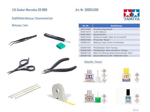 Tamiya 1/24 Sports Car Series No. 359 1989 Sauber Mercedes C9 Plastic Model 24359