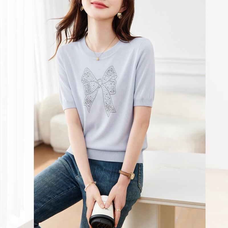 Srcr Women s Silk Blend Embroidered Knit Tee M