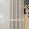 1pc Embroidery Curtain, Pastoral Style Flower Embroidery Rod Pocket Translucent Window Sheer Curtain for Living Room Bedroom Home Decoration