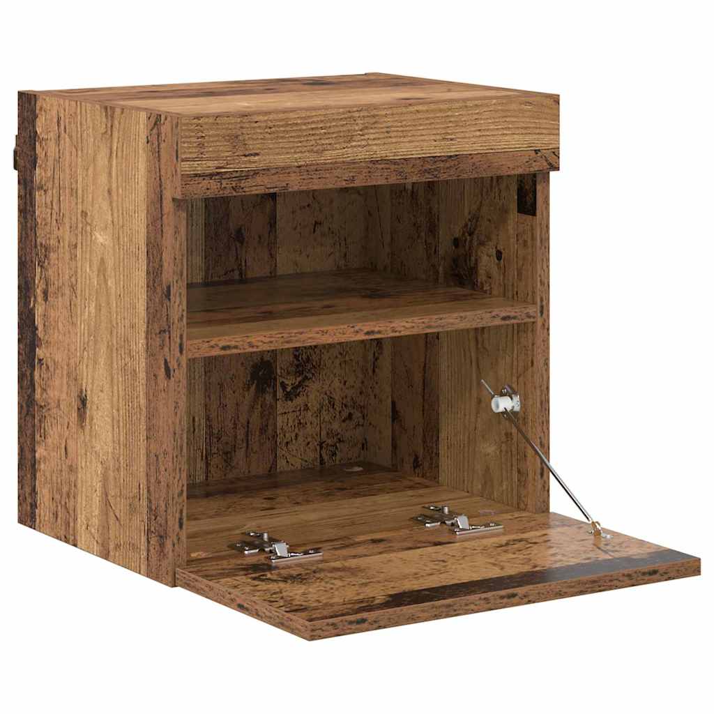 Wall Mounted TV Cabinet with LED Lighting Reclaimed Wood Look 40 x 30 x 40 cm Particleboard