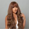 Straight Bangs Long Hair Curly Hair Gradient Brown Fluffy Natural Wig Women Water Ripple