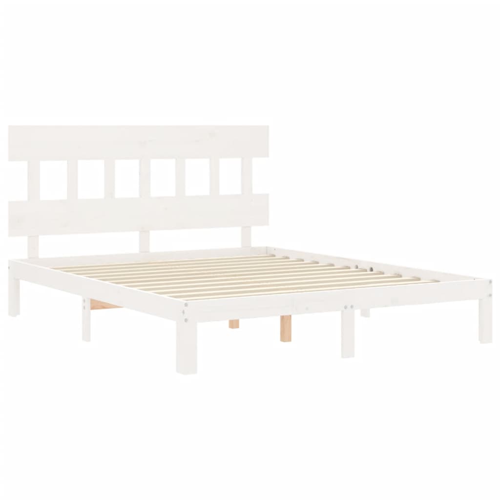 Vidaxl Bed Frame Without Mattress, White, 160X200 Cm, Solid Pine Wood