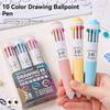 3Pcs/set Creative 10 in 1 Colored Drawing Ballpoint Pens Ballpoing Pens 58 Colors Student Stationery Cute Pen Office Supplies