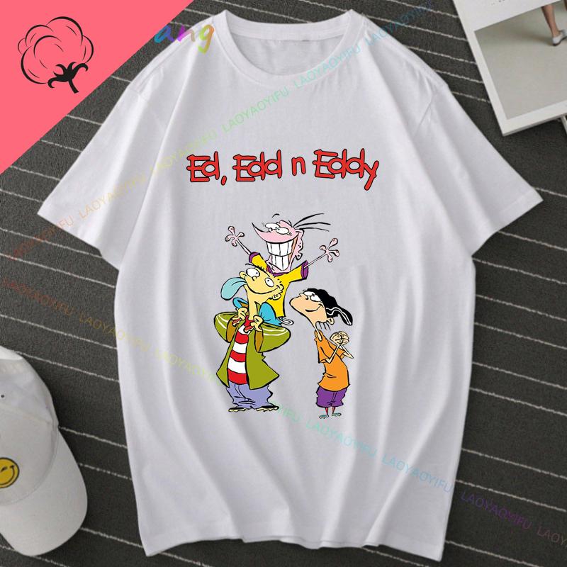 Ed Edd N Eddy Man Woman TShirt Cartoon Network TV Show Hip Hop Mens Tee Shirts Funny Tee Mens Tee Cotton Shirts