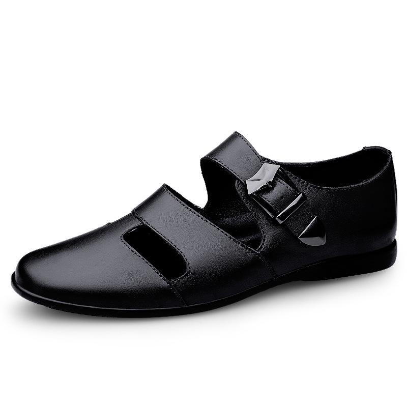 Men s Large Size Leather Slip-On Sandals - Summer, Casual, Business, Outdoor, Beach 38